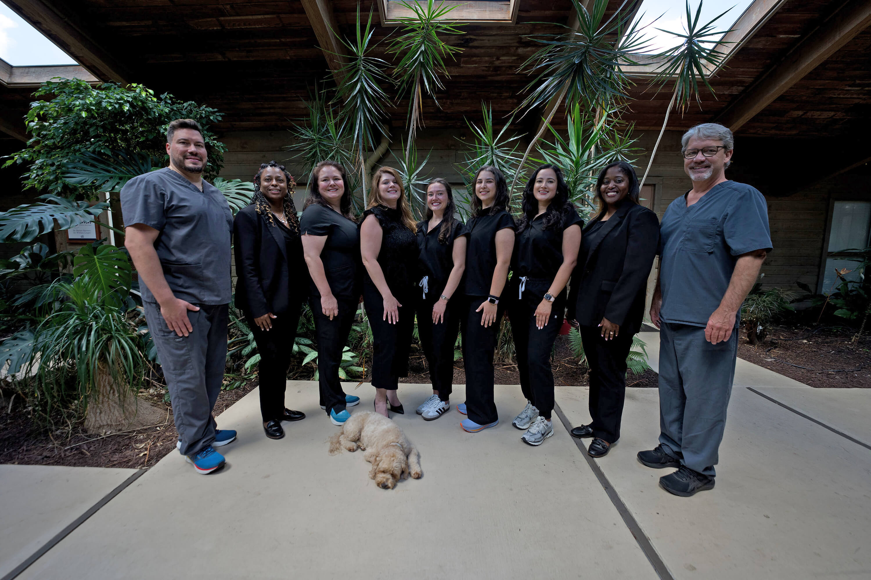 The Barrero Dental Boutique team standing together outside the practice